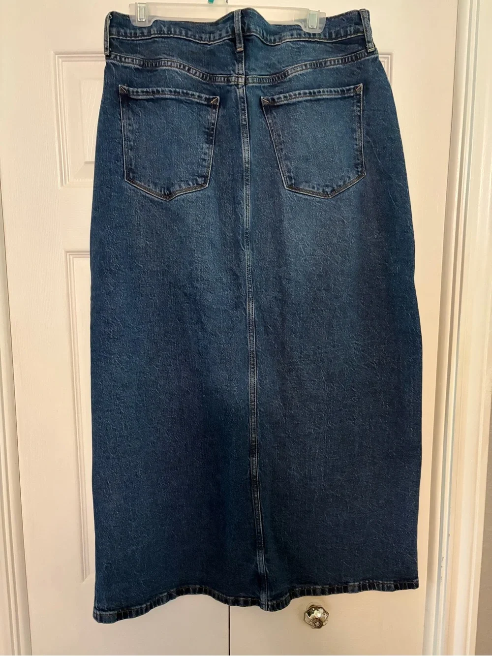 a.n.a Dark Blue Denim Midi Skirt with Front Slit